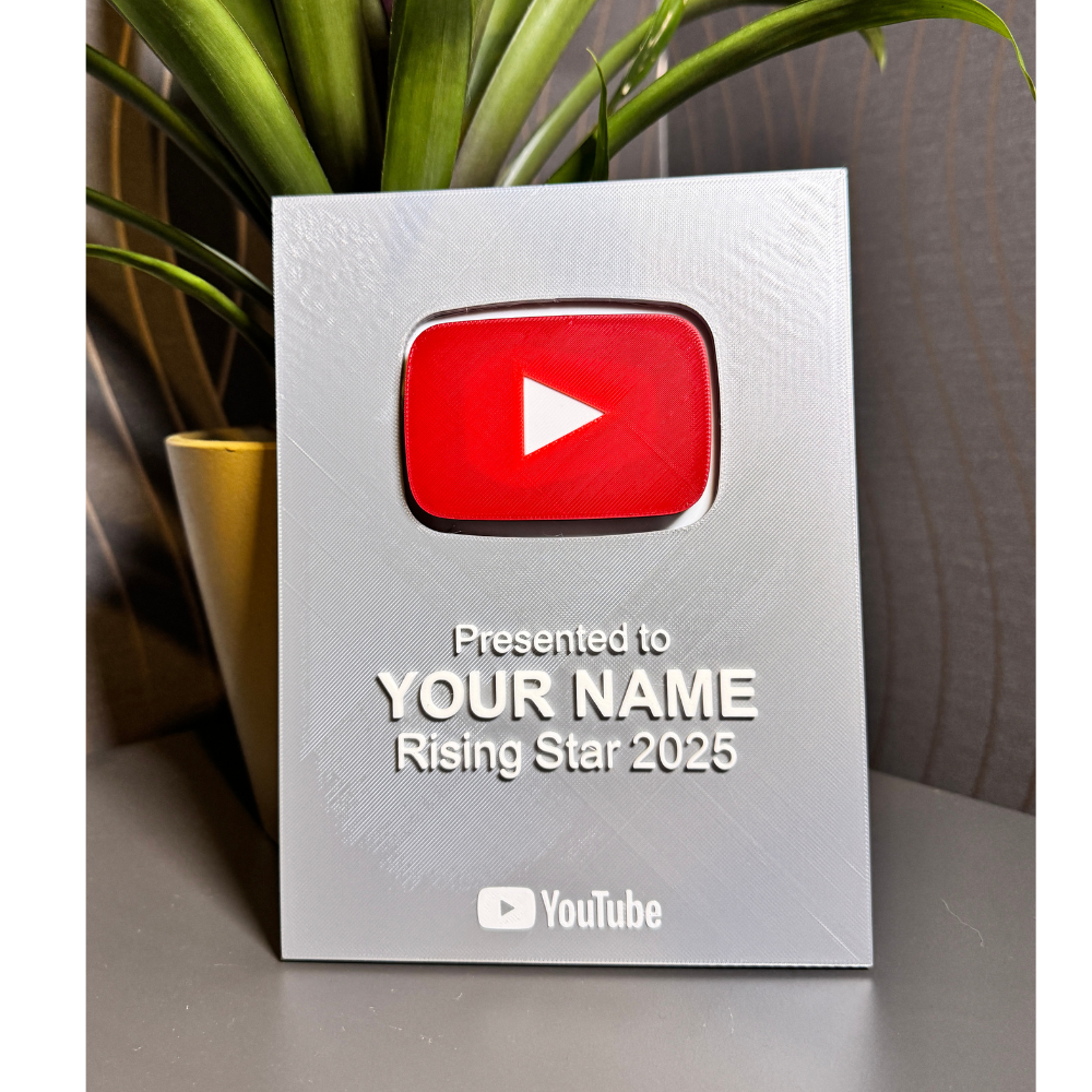 Personalised YouTube Play Button Award Plaque | Premium Version | Add Your Name