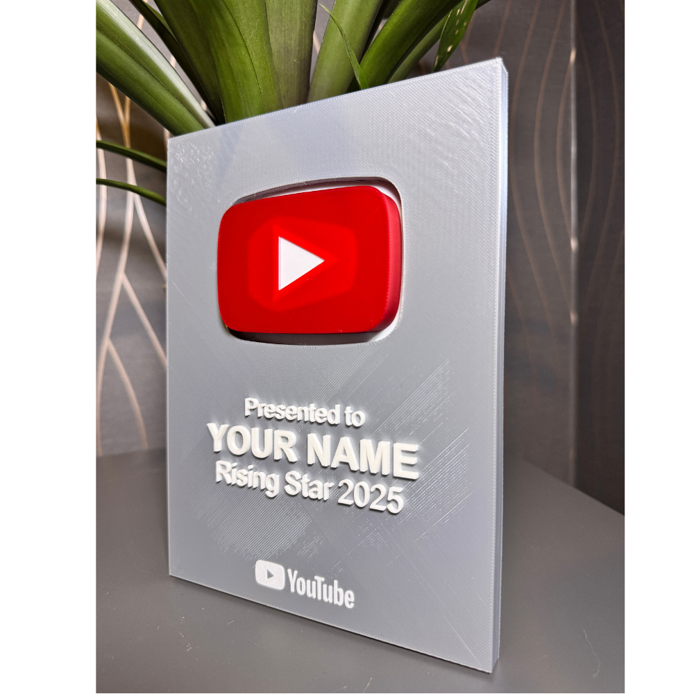 Personalised YouTube Play Button Award Plaque | Premium Version | Add Your Name