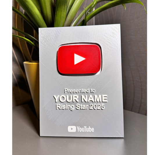 Personalised YouTube Play Button Award Plaque | Premium Version | Add Your Name