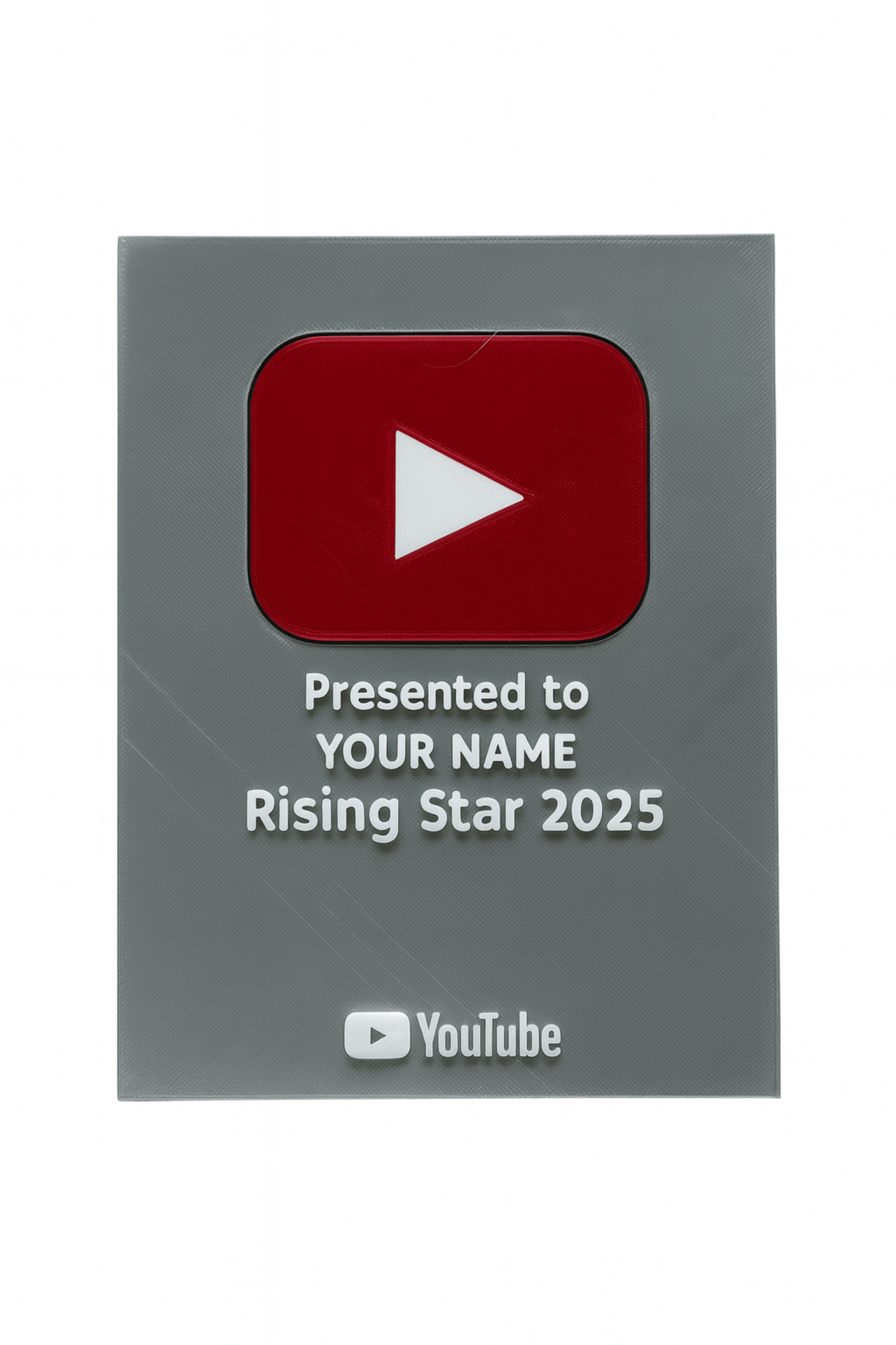 Personalised YouTube Play Button Award Plaque | Premium Version | Add Your Name