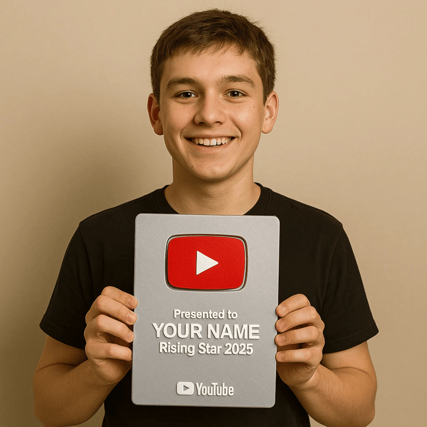 Personalised YouTube Play Button Award Plaque | Premium Version | Add Your Name
